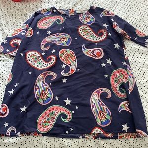 Noisy May size XS dress-navy blue with swirls of patterns and white stars!